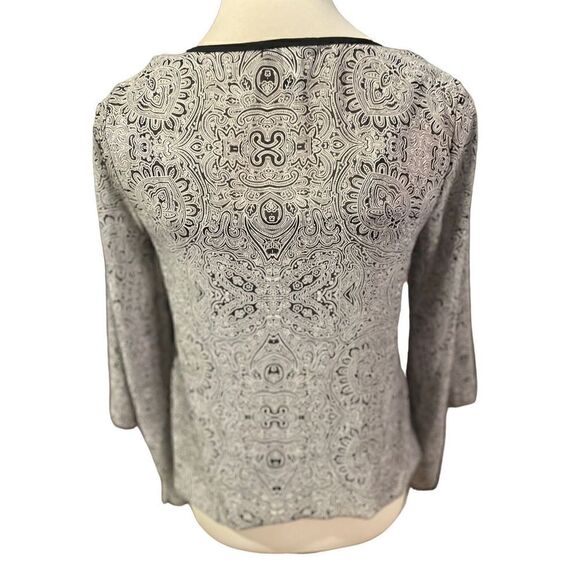 Alfani Women's Gray Lace with Black Paisley Flared Sleeves Semi Sheer Camisole S - Picture 3 of 10